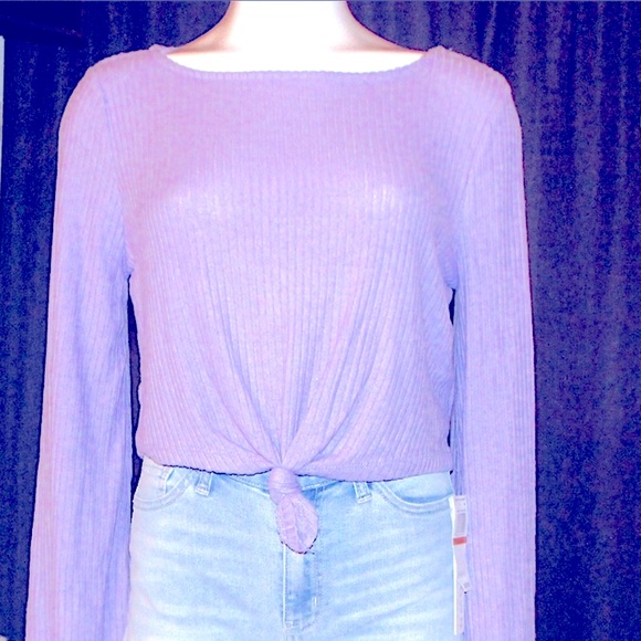 Hippie Rose Knot-Front Ribbed Top M - Picture 7 of 7